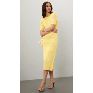 Jason Wu Collective Yellow Knit Midi Dress Size L
